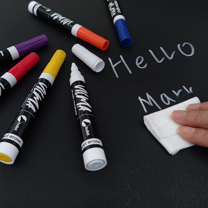 VILMA Liquid Chalk Markers Window Marker for Cars Glass pens Wet Erase Marker Washable Blackboard Pen for Car Window, Mirrors,Signs,Crafts, 2MM Tip 12 Pack,12 Colors-DeskLoop Office