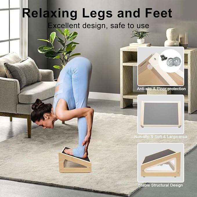 WOOD CITY Foot Rest for Under Desk at Work, 3 Heights Adjustable Footrest with Silicone Surface, 2 in 1 Foot Stool Improve Posture, Reduce Fatigue & Pain, Ideal for Home/Office/Gaming (Natural)-DeskLoop Office