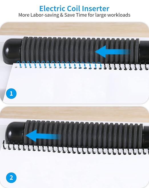 MAKEASY Spiral Coil Binding Machine with 46 Fully Disengaging Pins - Electric Coil Inserter - Adjustable Side Margin, Comes with Free 1 Box Coil Spines & Plier, 20 Sheet Punch Capacity-DeskLoop Office
