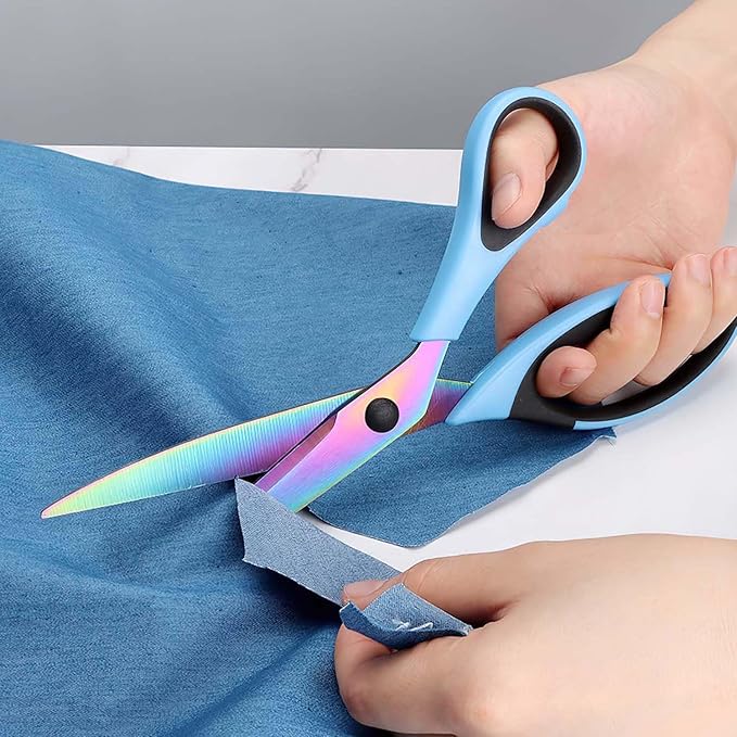 8.5" Scissors Bulk Set of 12-Pack, Sharp Scissors all Purpose Heavy Duty, Non-Stick and Titanium Coating Blade, Multipurpose Shears for Office Home School Sewing Fabric DIY Craft Supplies-DeskLoop Office