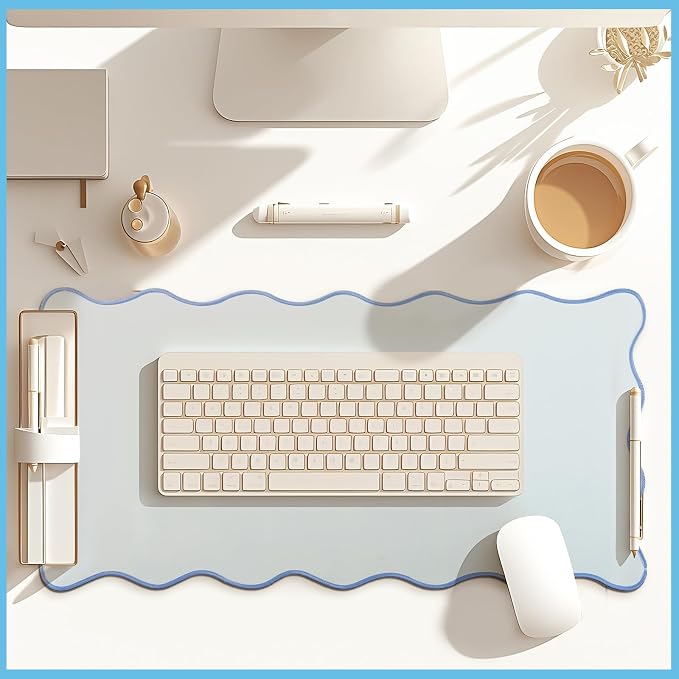 Hahafelt Scalloped Desk Mat Large Desk Pad Cute Coquette Table Mat Back to - Image 7