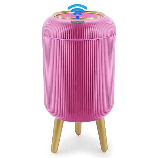 Pukomc Smart Sensor Wastebasket, Convenient and Hygienic Easy to Use, Technology Sensor Waterproof Wastebasket Plastic Trash can for Kitchen, Bathroom, Bedroom, Living Room, Office and Outdoor Pink-DeskLoop Office