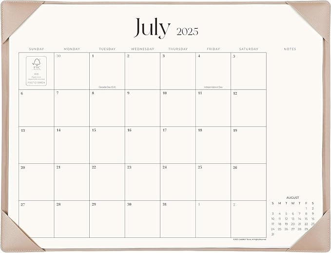 Simplified Desk Calendar 2025-2026 with Desktop Mat, Cabbrix Large Desk Pad Calendar 21" x 16-1/2" Runs From July 2025 to December 2026, Desk Blotter Calendar for Home School and Office (Apricot)-DeskLoop Office