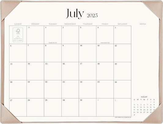 Simplified Desk Calendar 2025-2026 with Desktop Mat, Cabbrix Large Desk Pad Calendar 21" x 16-1/2" Runs From July 2025 to December 2026, Desk Blotter Calendar for Home School and Office (Apricot)-DeskLoop Office