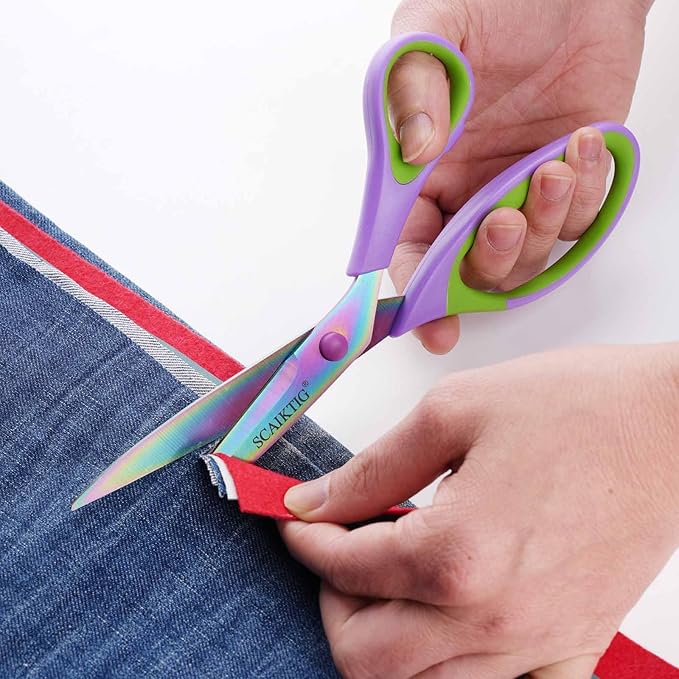 Scissors All Purpose, Sharp Titanium Blades Shears, Rubber Soft Grip Handle, Multipurpose scissors 3 pack, Great for Office, Fabric, Craft, Sewing, Arts, School and Home Supplies, Green-DeskLoop Office