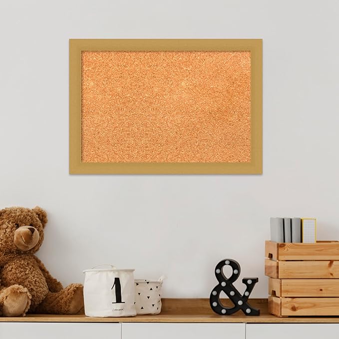 Amanti Art Natural Cork Board for Wall, 14x20 Vision Board with Gold Frame, Small Corkboard Office Decor for Home Organization, Casual Corkboard Pinboard to Display Items for Home Organization in-DeskLoop Office