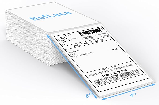 Direct Thermal Label-Shipping Label 4x6-NefLaca Thermal Printer Sticker 4"x6"-Mailing Label,Compatible with Rollo,Nelko,Zebra. MUNBYN Printer,Fanfold Shipping Label(4 Packs of Total 8000 Labels)-DeskLoop Office