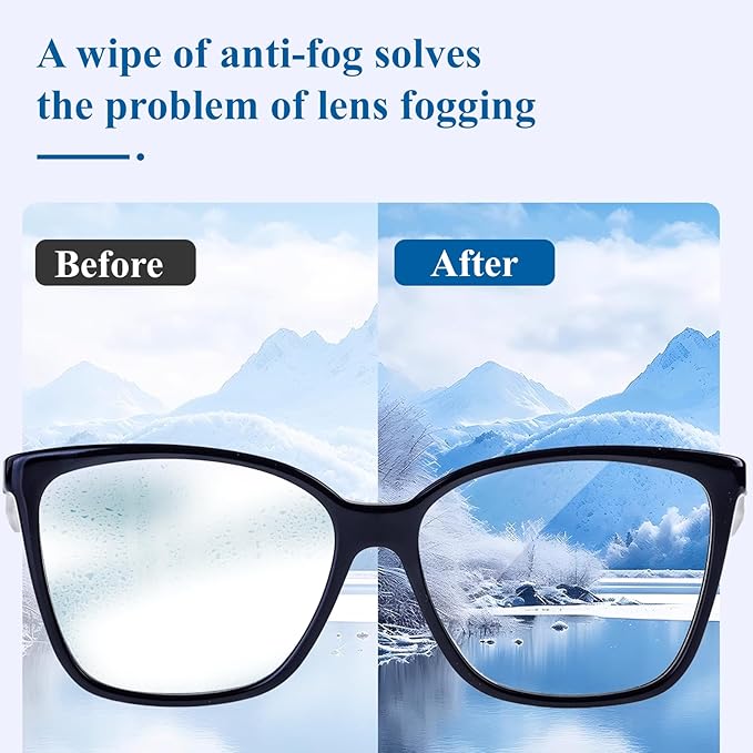(200 PCS) Anti-Fog Lens Wipes Pre-Moistened Anti-Fog Wipes| Glasses Cleaner Safely Cleans Glasses, Sunglasses, Phone Screen, Electronics & Camera Lens-DeskLoop Office