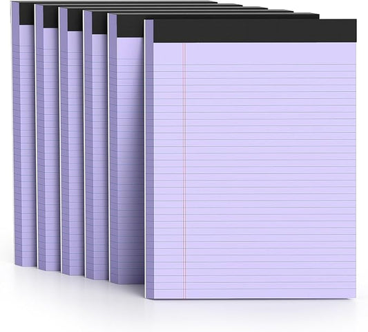 300 Sheets Purple Legal Pads 8.5 x 11 College Ruled Paper 6-Pack Note Pad Narrow Ruled 50 Sheets per Notepad Perforated Writing Pad Durable Sturdy Back 8x11 Pads of Paper-DeskLoop Office