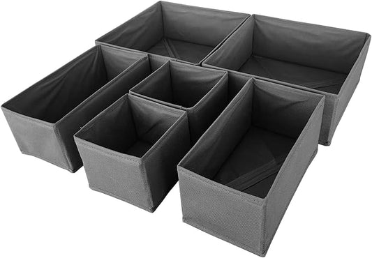 6 Pack Drawer Organizers for Clothing,Fabric Foldable Closet Organizers and Storage Dresser Drawer Dividers Storage Basket Bins for Clothes,Socks,Scarves,Ties,Underwear,Towels-DeskLoop Office