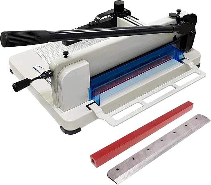 HFS(R) Heavy Duty Guillotine Paper Cutter Bundle - A4, 12'' Blade, 400 Sheet Capacity, Solid Steel Construction with Replacement Cutting Stick-DeskLoop Office