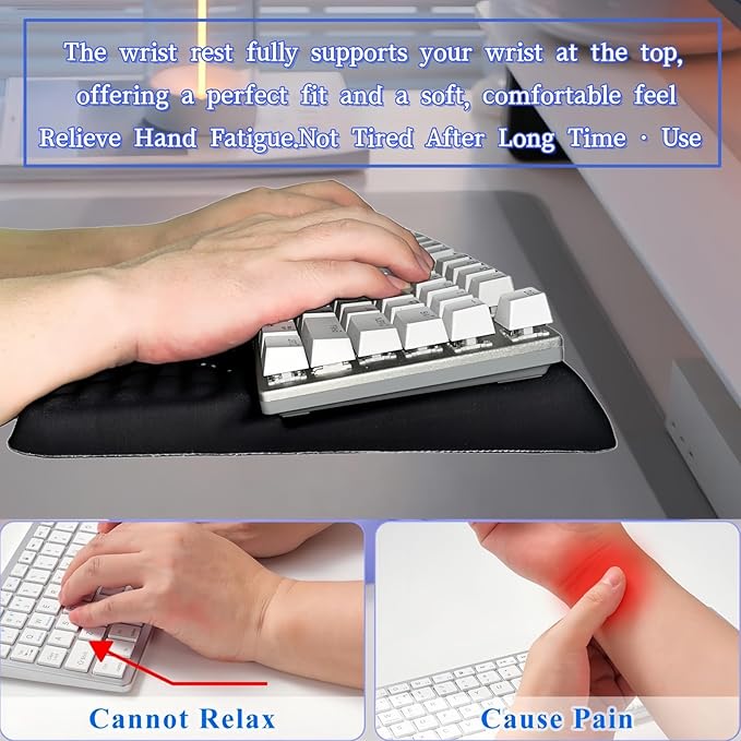 Ergonomic one-Piece Computer Keyboard Stand with Wrist Rest for Desktop Offers Two Support Angles. Silky Lycra Surface and Memory Foam Comfortable Hand Support (Black Star)-DeskLoop Office