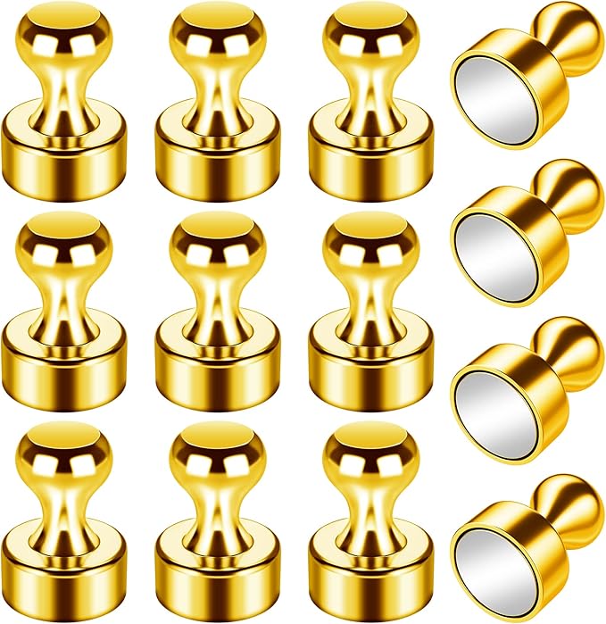 12 Pack Refrigerator Magnets Fridge Magnets Whiteboard Magnets Small Magnets Magnetic Push Pin, Office Magnets Push Pins Magnets for Whiteboard, Fridge, Office, School-DeskLoop Office