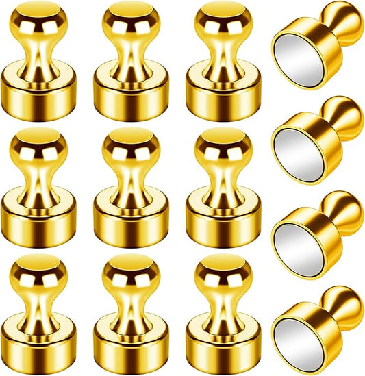 12 Pack Refrigerator Magnets Fridge Magnets Whiteboard Magnets Small Magnets Magnetic Push Pin, Office Magnets Push Pins Magnets for Whiteboard, Fridge, Office, School-DeskLoop Office