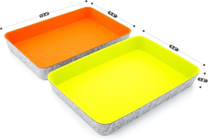 Welaxy 2-piece Office desk drawer organizer tray letter-size documents A4 paper book file Folder Holder storage bins (Orange + Green)-DeskLoop Office