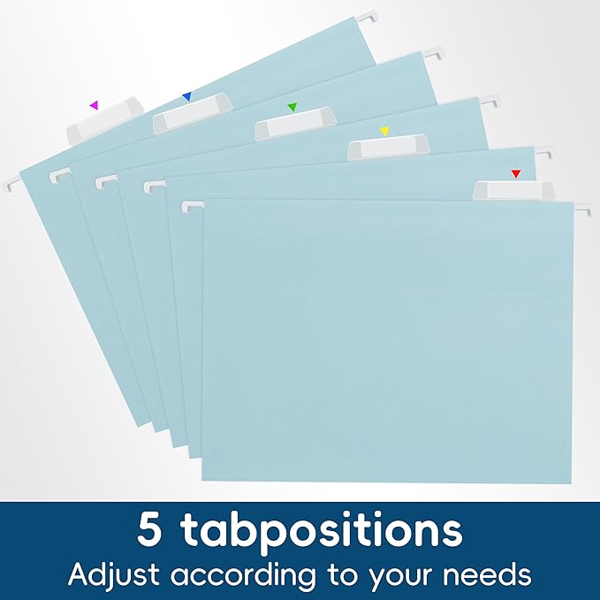 Light Blue Hanging File Folders, 25 Pack Letter Size File Folders - Image 7