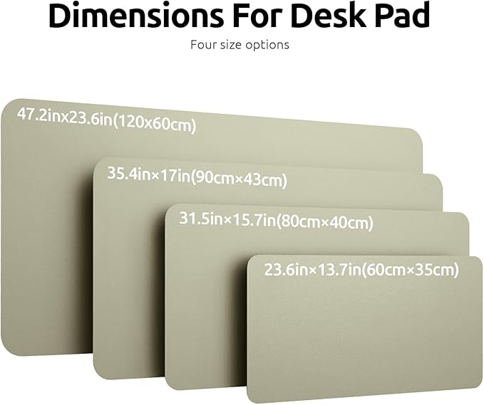 YSAGi Leather Desk Protector, Office Mat, Large Mouse Mat, Non-Slip PU Leather Blotter, Laptop Pad, Waterproof Writing Pad for Office and Home (Sage Green, 35.4" x 17")