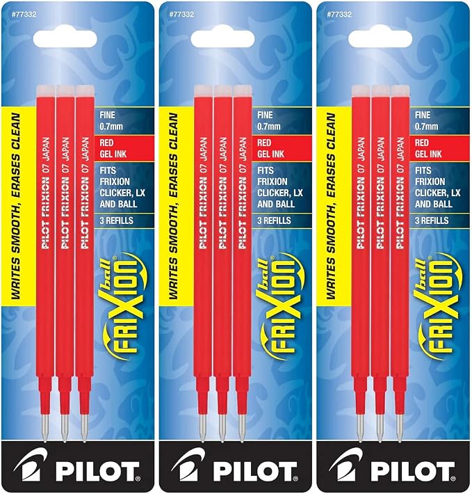 Pilot Gel Ink Refills for FriXion Erasable Gel Ink Pen, Fine Point, Total of 9 by PilotCorporationofAmerica