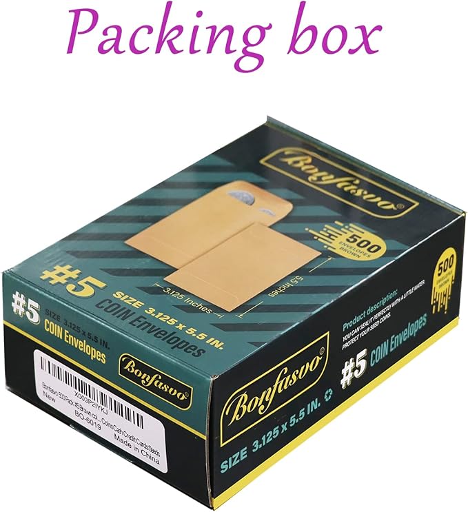 500 Pack #5 Brown coin envelope 3.125 x 5.5 inches Kraft Envelopes Classic Small Parts Envelopes with Self Adhesive Gummed Flap for Coins Cash Credit Cards Seeds-DeskLoop Office