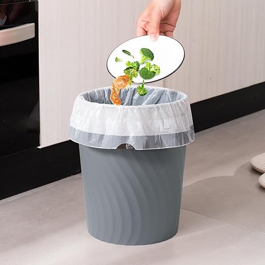 YGJT Small Trash Can, 3 Pack 1.8 Gallons Bathroom Trash Can, Slim Waste Basket, Round Garbage Can, Plastic Trash Bin for Kitchen, Dorm, Bedroom, Office, Living Room, Study, Compact Spaces(Grey)-DeskLoop Office