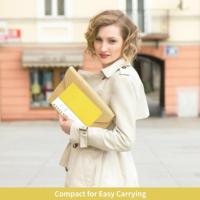 Spiral Notebook-6.10" x 8.19" College Ruled Journal with Inner Pockets and 160 Pages,PU Leather Cover Business Journal, Twin-Wire Binding Notebook Perfect for Office & Home School Supplies-DeskLoop Office