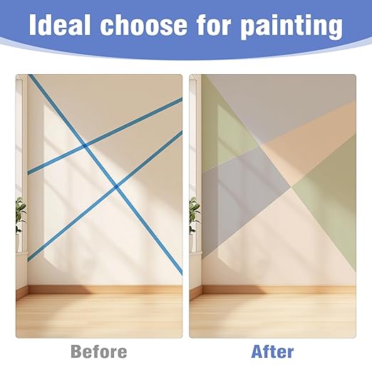 2 Rolls Painters Tape 2Inch ×55 Yard Blue Painters Tape Multi-Purpose Blue Masking Tape, Sharp Line Masking Tape for Wall Painting Edge Treatment Labeling Automotive, Home Use-DeskLoop Office