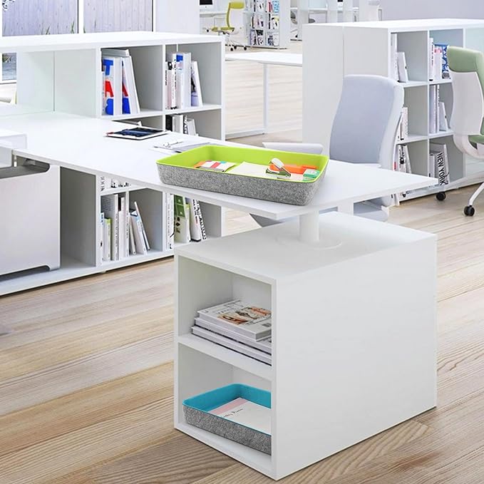 Welaxy 2-Piece Office Desk Drawer Organizer Tray Letter-Size documents A4 Paper Book File Folder Holder Storage Bins (Green + Turquoise)-DeskLoop Office