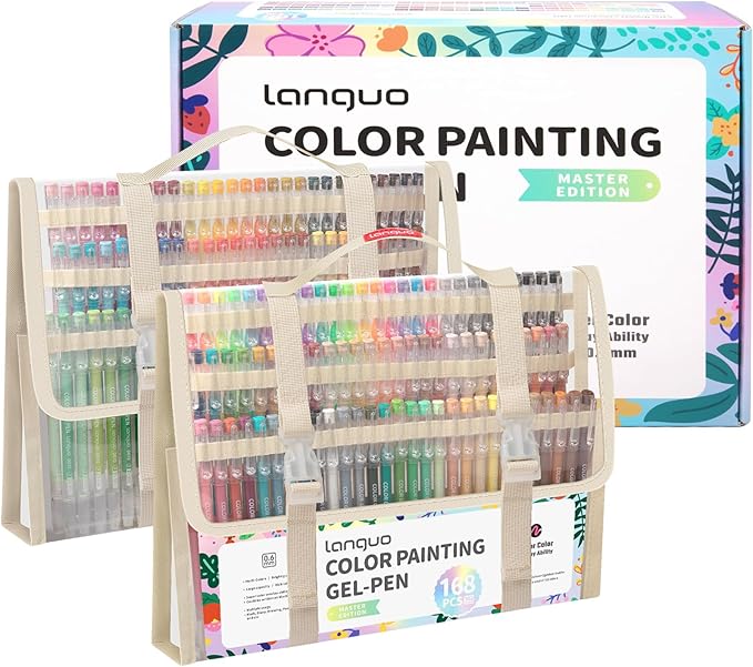 Gel Pens For Coloring, 168 Pack Colored Pens for Black Paper & White Paper, 0.6MM Fine Point Pens for Coloring, Writing, Drawing, Journaling, Note Taking, School, Office, Home-DeskLoop Office