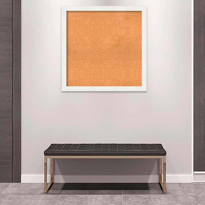 Amanti Art Natural Cork Board for Wall, 35x35 Vision Board with White Frame, Large Corkboard Office Decor for Home Organization, Casual Corkboard Pinboard to Display Items for Home Organization in-DeskLoop Office