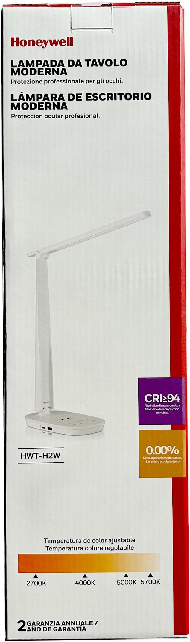 HONEYWELL LED Desk Lamp - HWT-H2 Sunturalux™ Eye-Caring Foldable Desk Light with USB A+C Dual Charging Port 4 Color Modes Dimmable Table Lamp for Home Office Bedroom Reading Study Work - White-DeskLoop Office