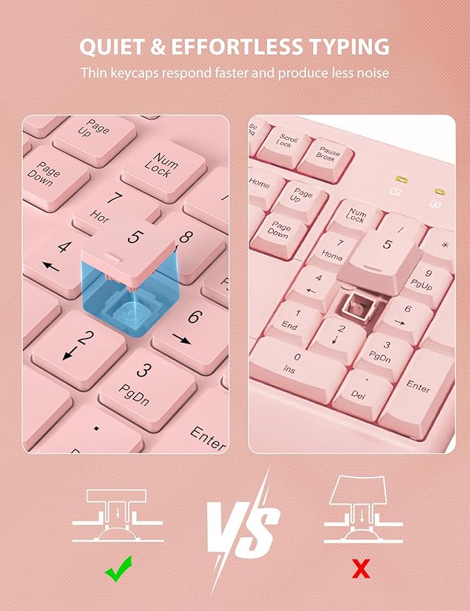 Wireless Keyboard and Mouse Combo - Full-Sized Ergonomic Keyboard with Wrist Rest, Phone Holder, Sleep Mode, Silent 2.4GHz Cordless Keyboard Mouse Combo for Computer, PC, Laptop, Mac, Windows -Trueque-DeskLoop Office