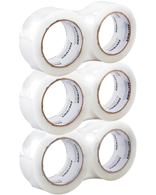 Clear Packing Tape, Heavy Duty Packaging Tape Designed for Moving, Packing, Shipping and Mailing, 1.88" x 63 yds, 6 Rolls-DeskLoop Office