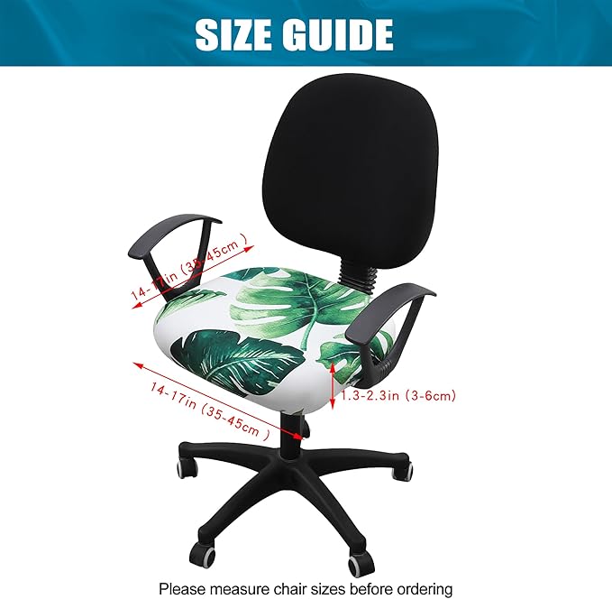 Smiry Printed Office Computer Chair Seat Covers, Stretch Fit Universal Desk Rotating Chair Cover Washable Removable Seat Cushion Protectors - Green-DeskLoop Office
