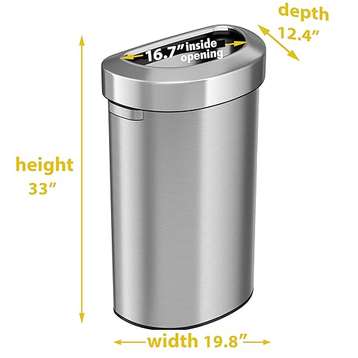 iTouchless Stainless Steel Trash Can and Recycle Bin, Slim and Space-Saving Design for Home, Office, Kitchen, Restaurant, Restroom, Large Capacity, 23 Gallon / 87 Liter, Open Top, Semi Round 23 Gal-DeskLoop Office