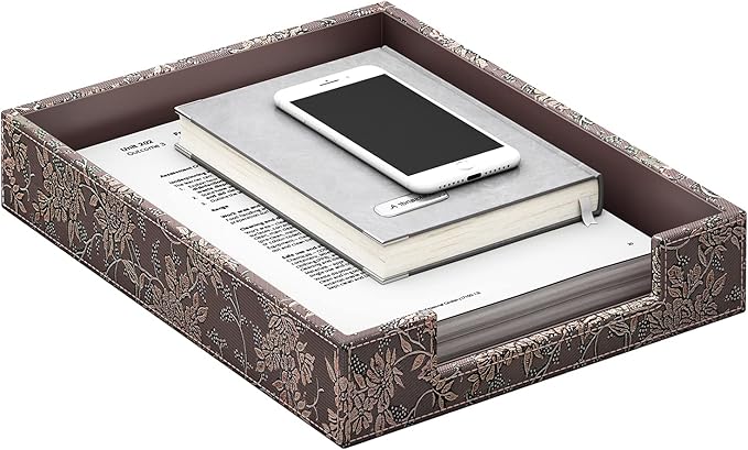 Leather Letter Tray, THIPOTEN Elegant Desk Organizer for Office Supplies, Mail, Paper, File, Magazine, Perfect Office Organization for Desktop(Retro)-DeskLoop Office