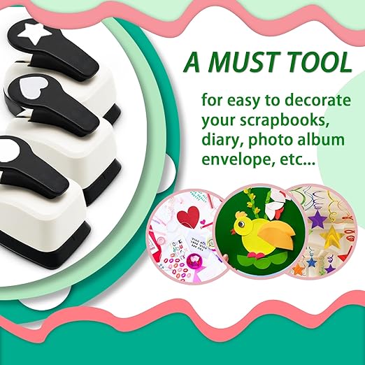 Paper Hole Punch, Heart Hole Puncher, Circle Punch, Star Hole Punches, 1 inch Circle Hole Puncher, 1 inch Star Punches, 1 in Heart Punch, Shape Hole Punch, 3 PCS CraftPunch-DeskLoop Office