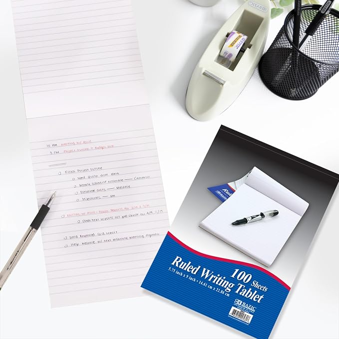 BAZIC PRODUCTS Ruled Writing Tablet, 6 x 9 in, 100 Sheets, 48-Case | sturdy - Image 7