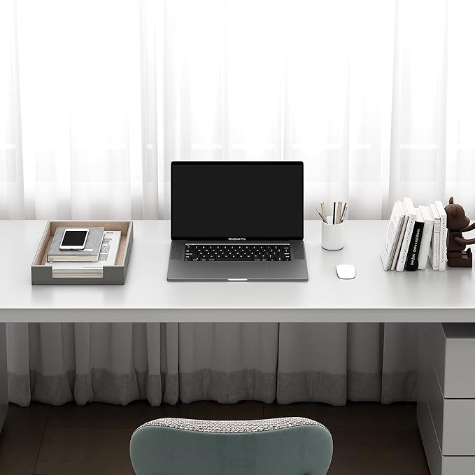 Leather Letter Tray, THIPOTEN Elegant Desk Organizer for Office Supplies, Mail, Paper, File, Magazine, Perfect Office Organization for Desktop(Grey)-DeskLoop Office