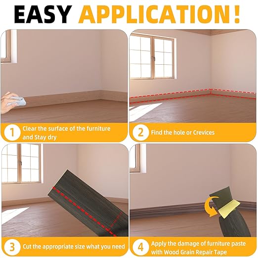 GSCIT Club Wood Grain Repair Tape, 2.4 inch X 100ft Self Adhesive Black Walnut Grain Repair Patch for Tables, Chairs, Baseboards, Doors, Windows, Floors, Handicraft DIY.-DeskLoop Office