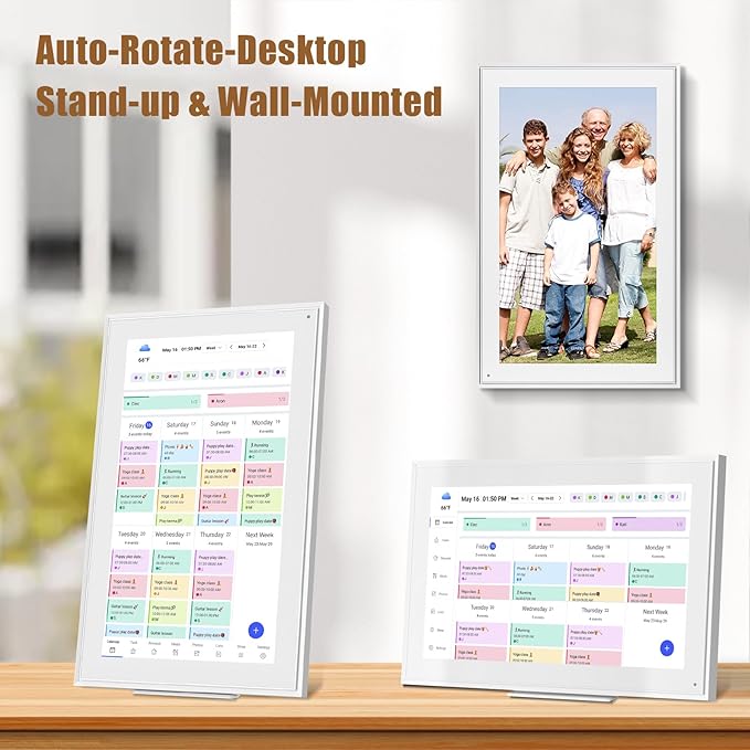 Digital Calendar: 15.6-inch Electronic Calendar & Chore Chart, Smart Touchscreen Interactive Display for Family Schedules–Wall Mount Included, Great for Organizing Your 2025-2026 Wall Planner-DeskLoop Office