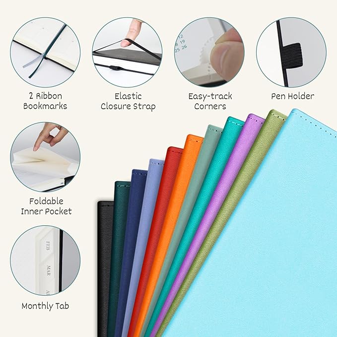 BEZEND Planner 2025-2026 Weekly and Monthly, 5.8" x 8.5" Academic Calendar (Jul 25-Dec 26) Vertical Daily Appointment with Hourly Timeslot & Monthly Tab, PU Leather Hardcover - Mint Green-DeskLoop Office