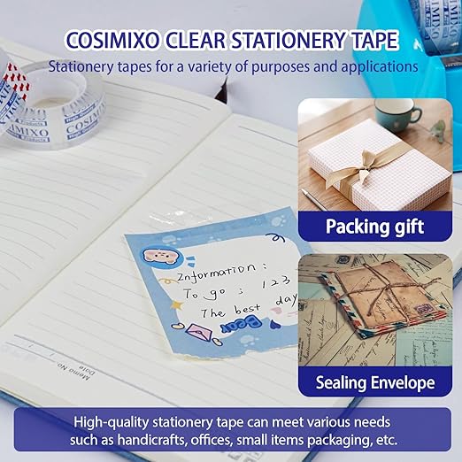 COSIMIXO 48Rolls Crystal Clear Tape Refills for Dispenser, 3/4Inch x 1000 inch,Bulk Transparent Tape,Office Stationery Tape for Home and School-DeskLoop Office