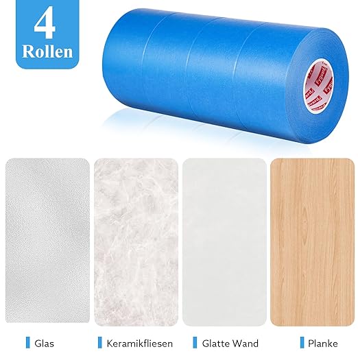 4 Rolls Painters Tape Blue Painters Tape 2 Inch Wide, Multi-Surface Masking Tape Bulk, 1.89 in x 220 Yd Total Blue Tape for Wall Painting Home Improvement DIY Crafts-DeskLoop Office