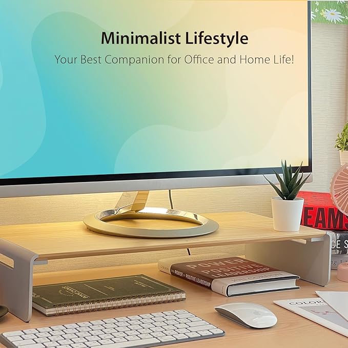 j5create Premium Monitor Stand, Made with Elegant Wood and Sleek Aluminum Material, Display/TV/Screen/Printer/Laptop Riser, Max Load 88 lbs/ 40 kg (JCT125)-DeskLoop Office