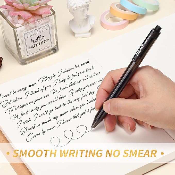 Black Gel Pens Bulk, Fine Point Smooth Writing No Smudge, 0.7mm Ink, Retractable Rollerball, Server, Office Lapiceros (60 Pack)-DeskLoop Office