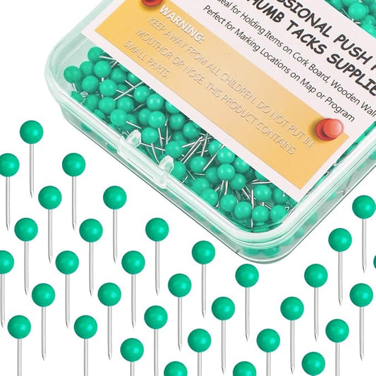 Map Tacks 1/8-Inch Assorted Color Beads Head Map Marking Push Pins,500-count (Green)-DeskLoop Office