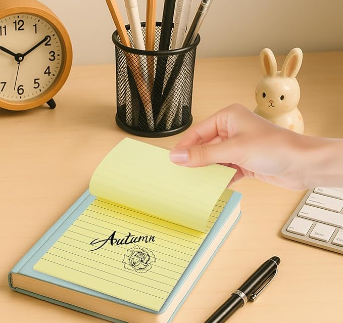 6 Pack 8x6 Inch Lined Sticky Notes, 300 Sheets Large Yellow Sticky Notes with Lines Super Sticking Power Memo Pads, Self-Stick Note Pads for School Office Home-DeskLoop Office