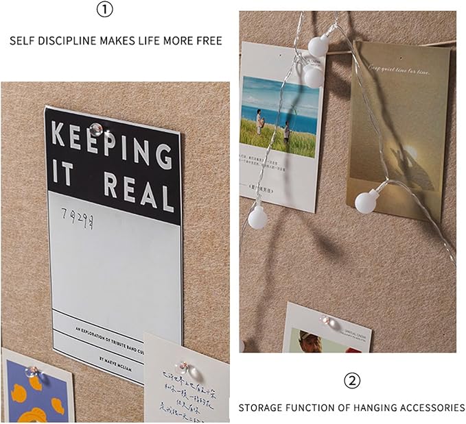 Foldable Large Bulletin Board, 60x36 Inches Cork Board Alternative, Large Felt Board Decorative Pin Board for Wall, Foldable Photo Board Self-Adhesive Vision Board with 36 Pushpins Khaki-DeskLoop Office