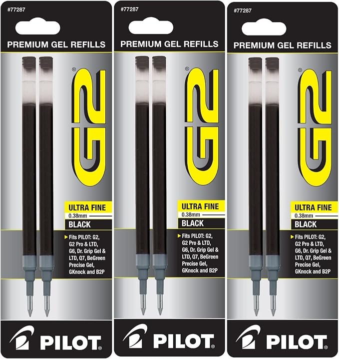 Pilot G2 Gel Ink Pen Refills, Ultra Fine Point, 6 Refills by PilotCorporationofAmerica