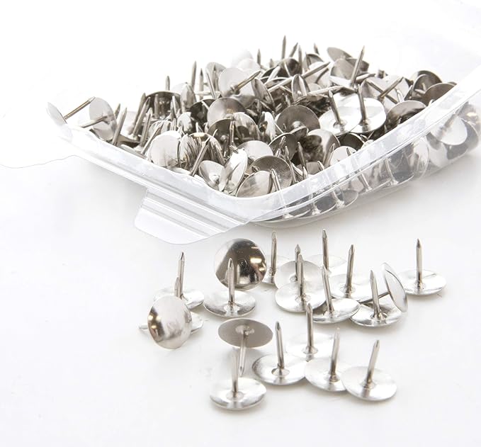 BAZIC Push Pins, Nickel Silver Flat Head Steel Point Thumb Tacks Pin for Cork Bulletin Board Map Posters Picture Office School (200/pack), 1-Pack…-DeskLoop Office